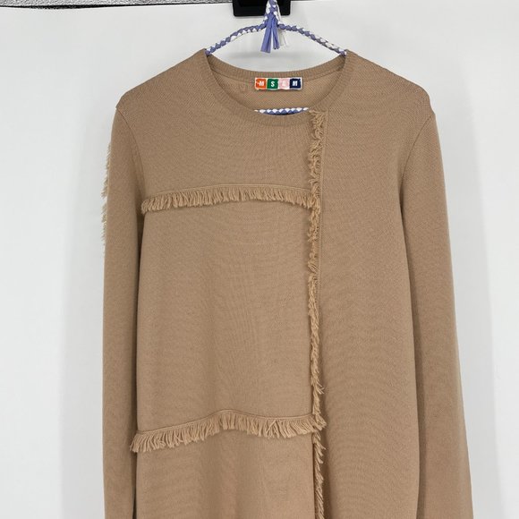 MSGM Tan Wool long sleeve fringe sweater dress - Picture 11 of 14
